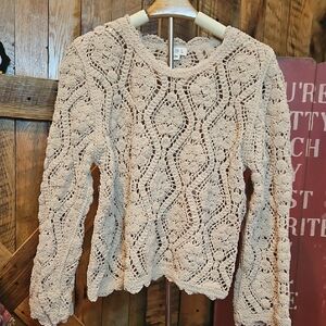 POL Beige Crochet Sweater